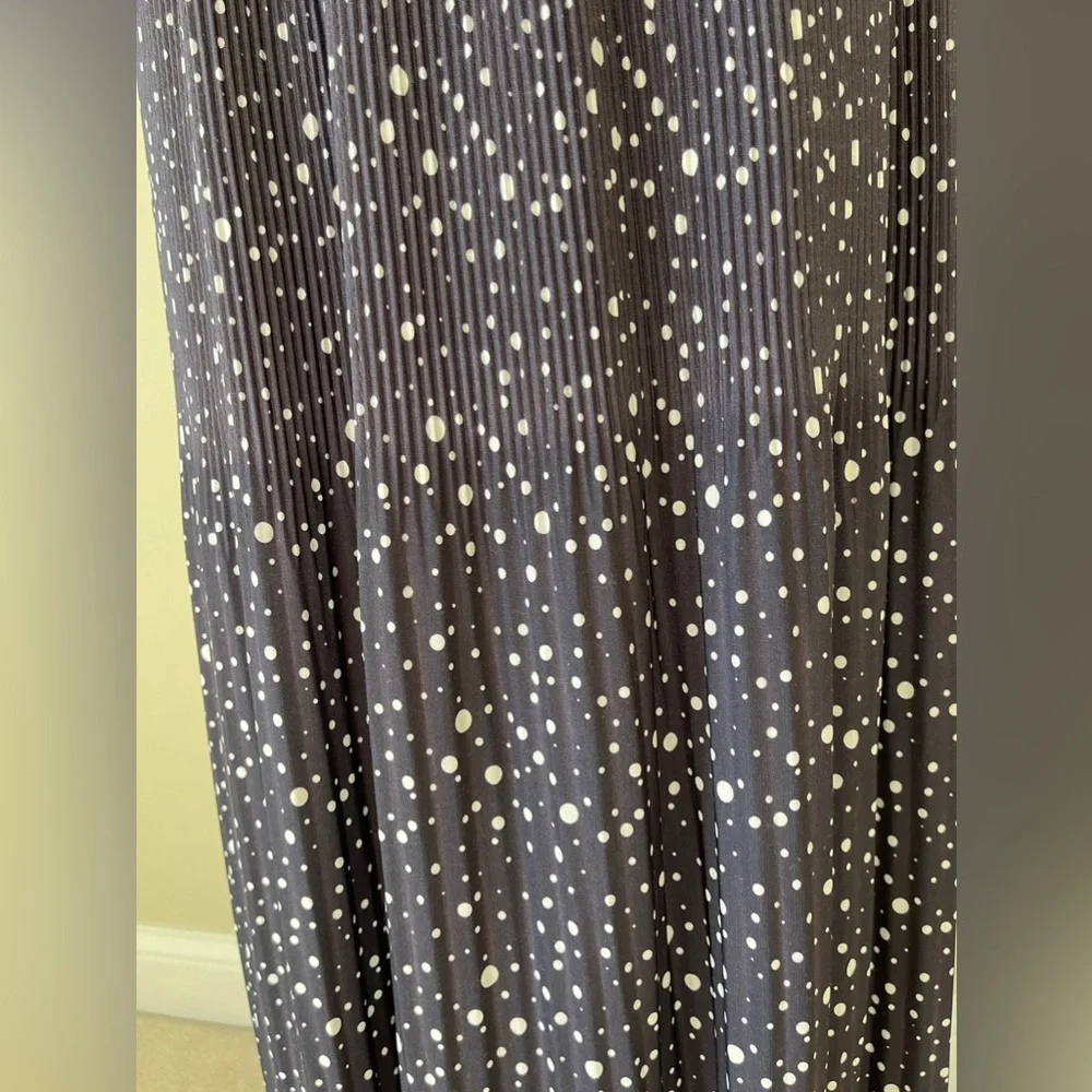 Punt o Roma Blue & While Elastic Waist Long Pleated Maxi Casual Skirt EUC